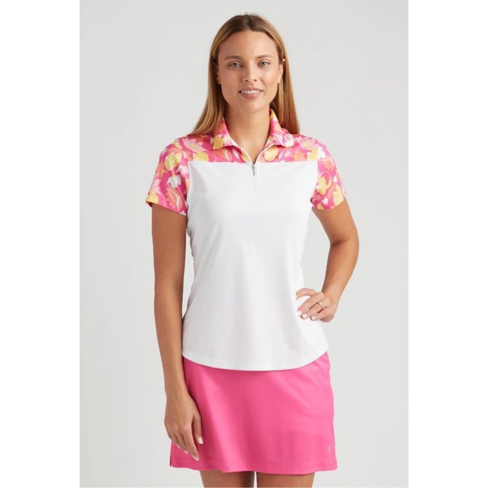 Bermuda Sands Golf Polo UPF 50+ UV Protection Floral Print Athletic Top S,‎ NWT